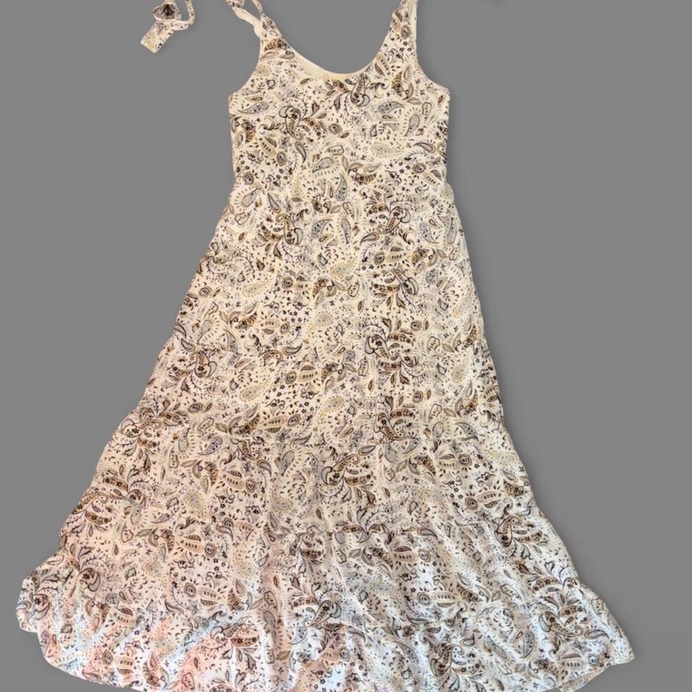Altar'd State Cream Paisley Tie-Shoulder Maxi Sun Dress